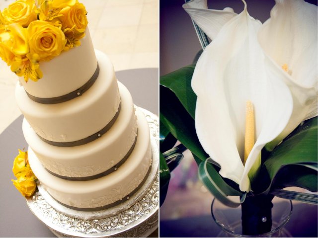 enchanted florist, cake, yellow roses, white lillies, union station, wedding