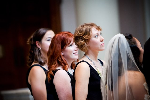 nashville wedding, bride, bridesmaids, black, pearls, ceremony