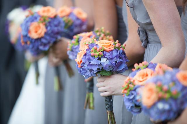 bouquet purple roses orange clemson colors nashville wedding