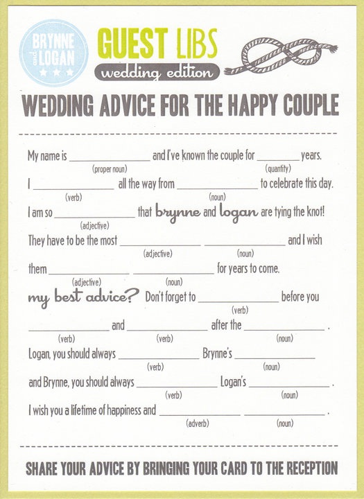 fun mad lib style wedding invitation 