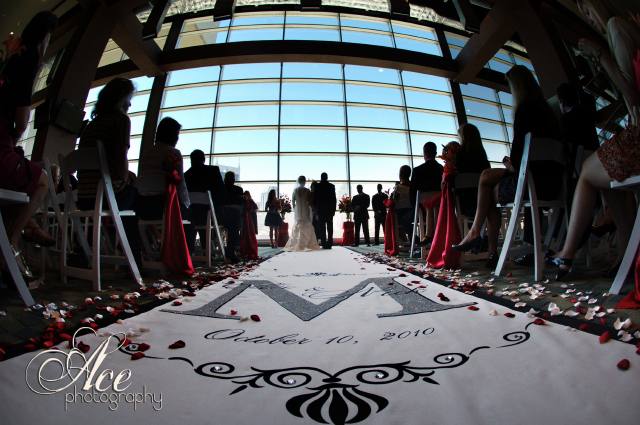 LP field, nashville wedding, ceremony, aisle runner, 10-10-10