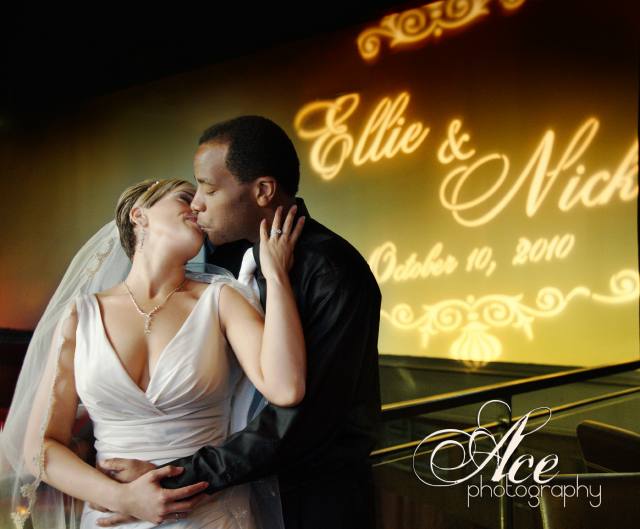 gogo, custom lighting, bride, groom, kiss, nashville wedding, sambuca