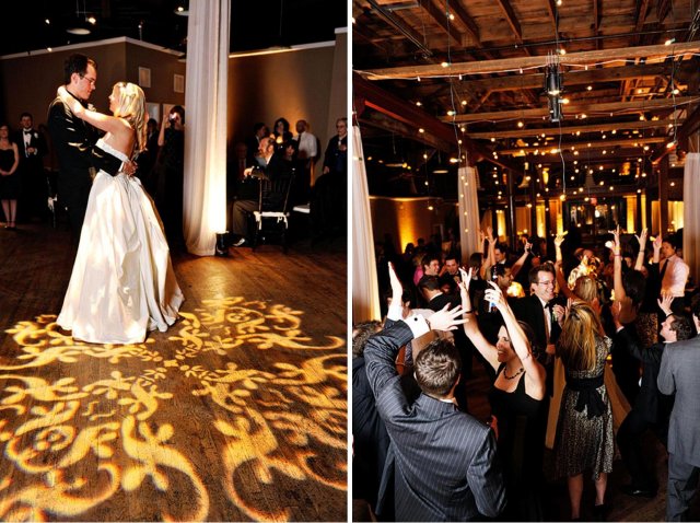 nashville wedding, downtown, round stage, black, white, gobo, randi events