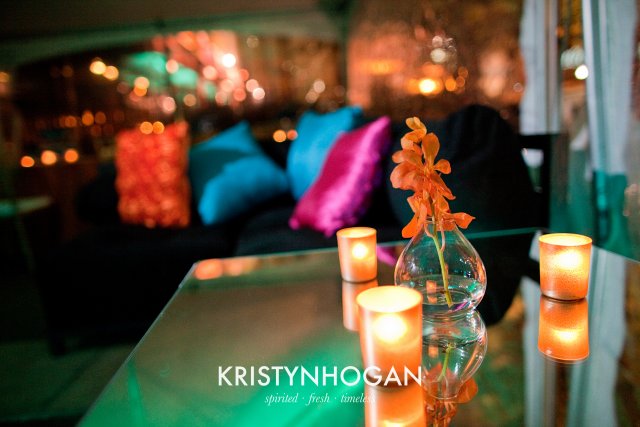 rhonda patton weddings, lounge area, blue, pink, orange, nashville wedding