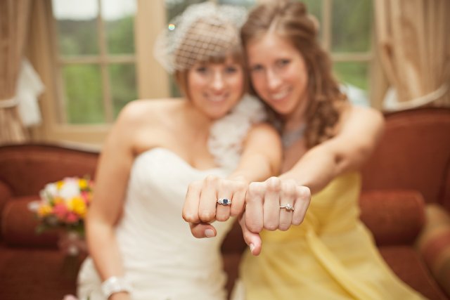 engaged together, bridesmaid, bride, sisters, ring photo