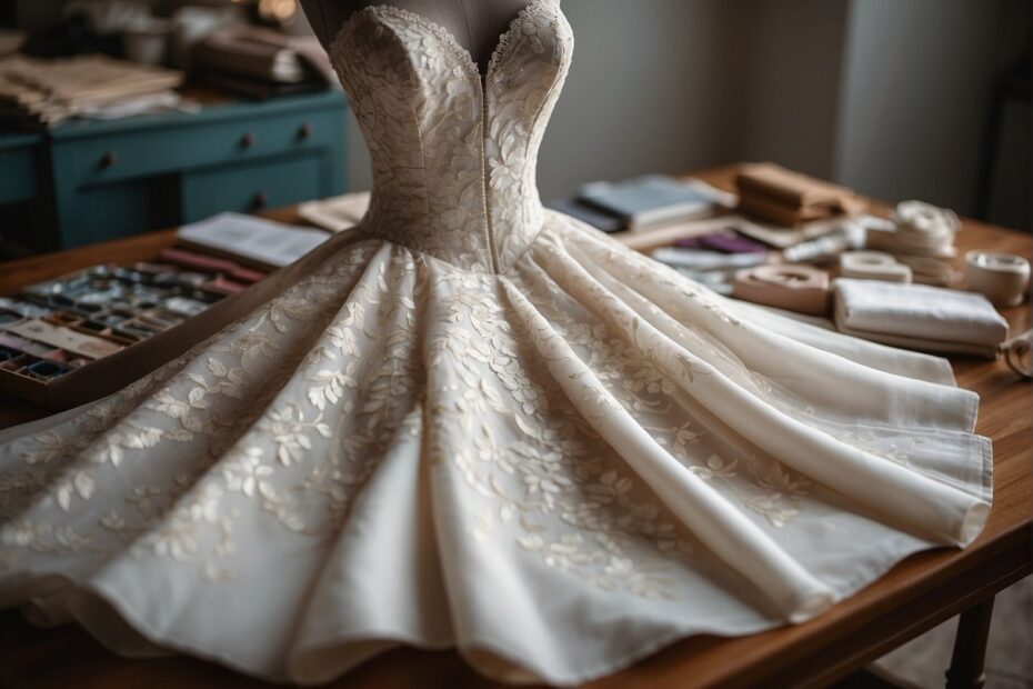 Wedding dress with simple pattern